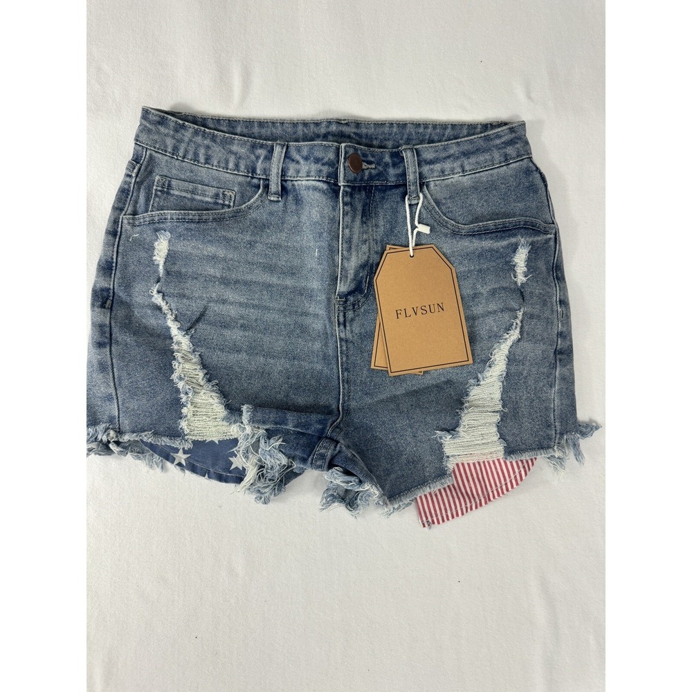 Women's Denim‎ Shorts Casual Ripped Jean Shorts Frayed Raw Hem Sz S Eu 36